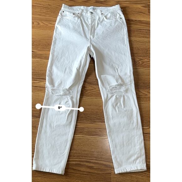 RE/done Originals 90s High Rise Ankle Crop Jeans In White Destroyed size 29 - Picture 6 of 11